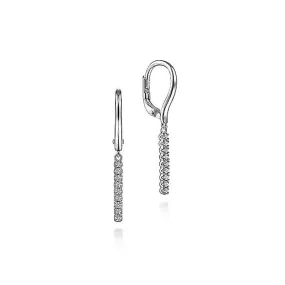 0.12ctw Diamond Bar Drop Leverback Earrings - White Gold