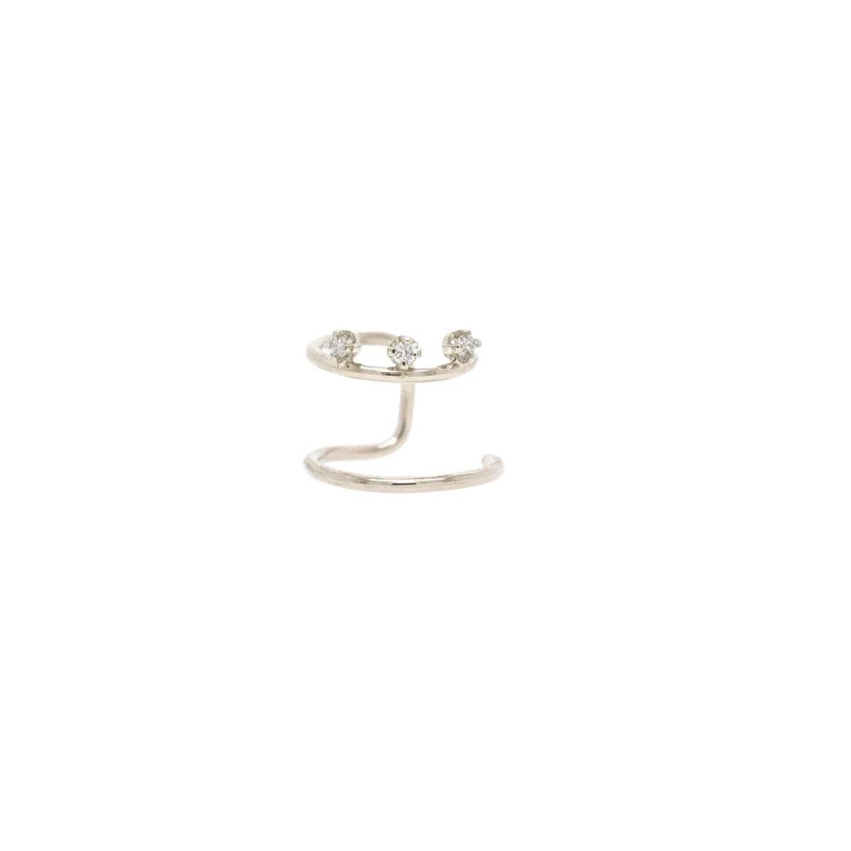 14k 3 Prong Diamond Double Ear Cuff