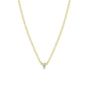 14k Pear Diamond Small Rolo Chain Necklace