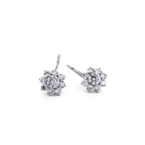 3.69ctw Harry Winston Sunflower Drop Wire Diamond Earrings - White Gold