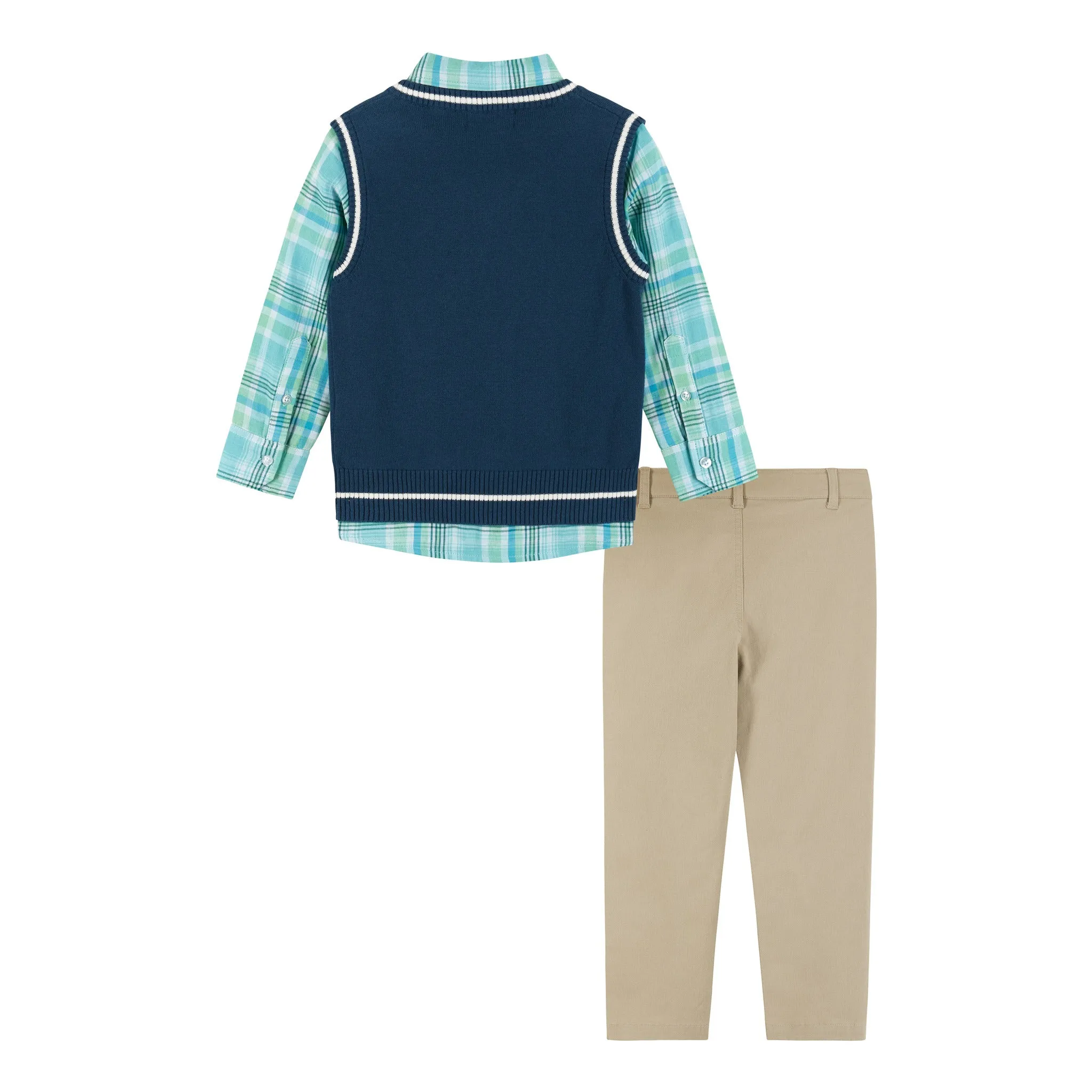 4-Piece Sweater Vest Set | Green & Navy