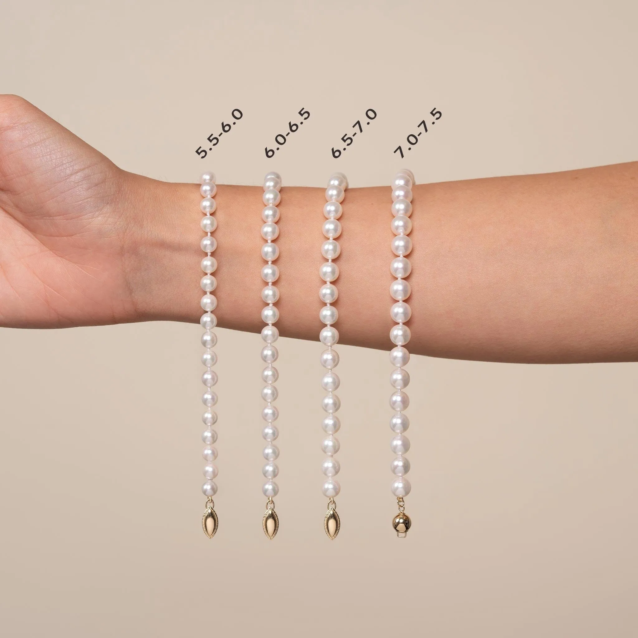 6.0-6.5 mm Triple Strand White Akoya AAA Pearl Bracelet