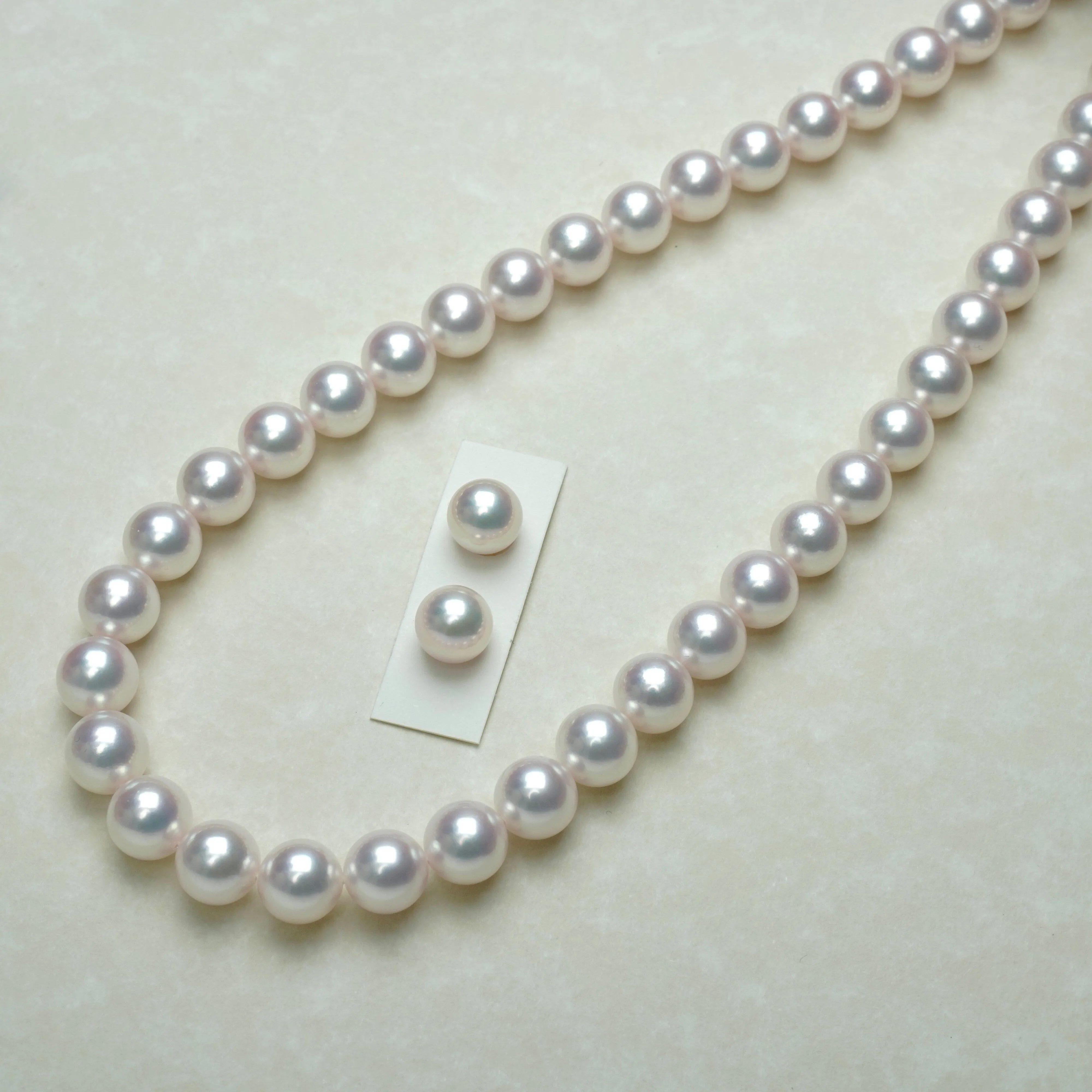 8.00-8.50 mm GIA Certified Hanadama Akoya Pearl Necklace & Earrings Set