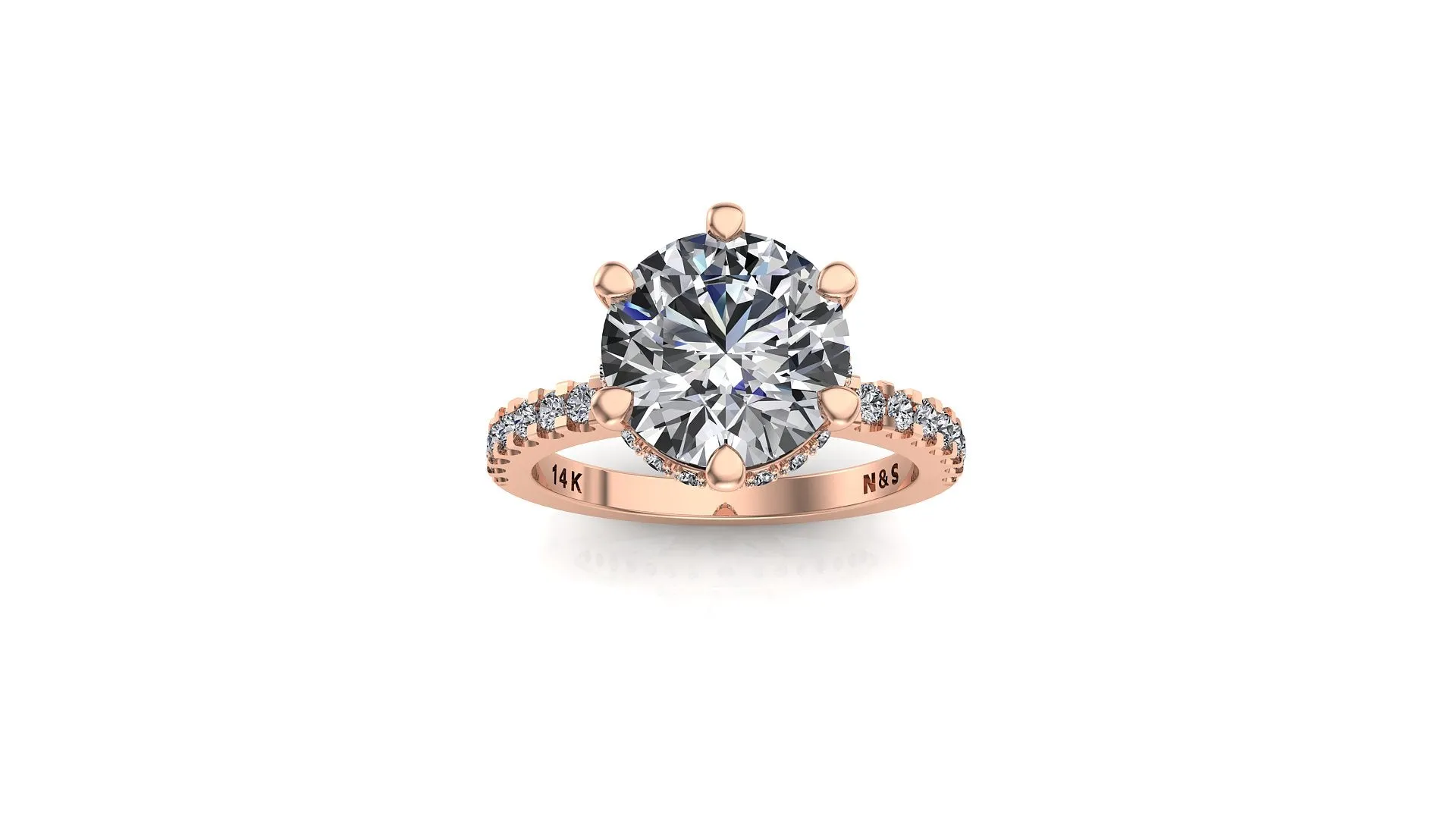 8mm (1.90ct) Katie ForeverOne Round Moissanite Diamond Underhalo Engagement Ring 14K Gold MOENG019