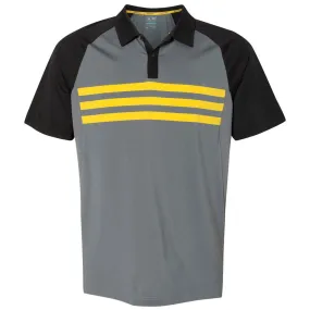 adidas Golf Men's Black/Vista Grey/EQT Yellow Climacool 3-Stripe Sport Shirt