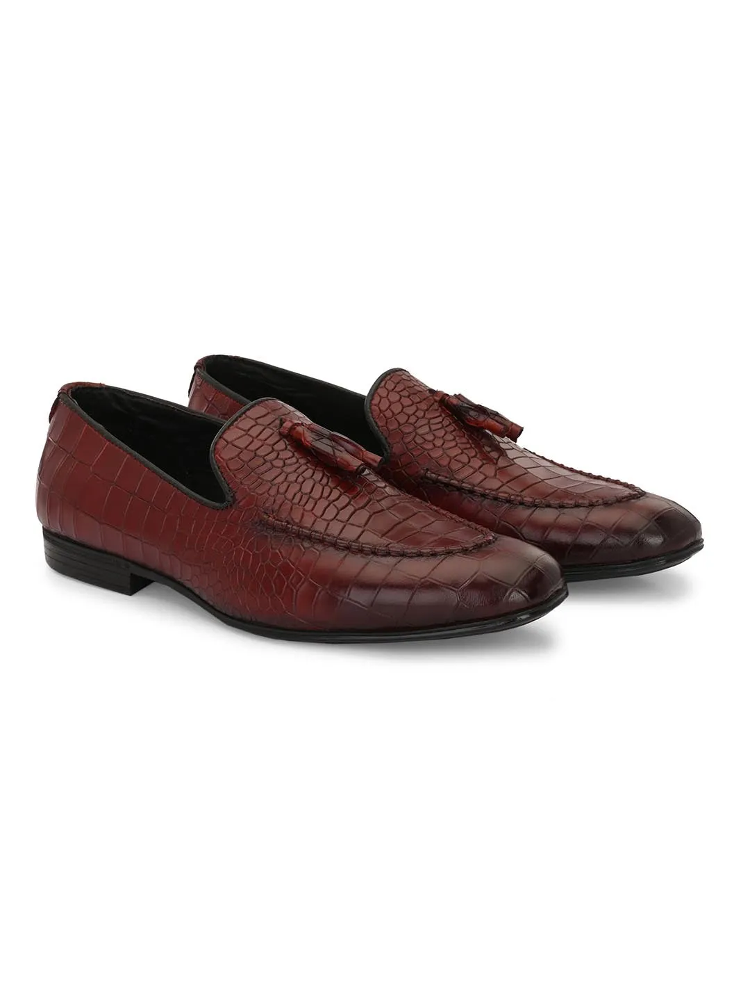 Alberto Torresi Genuine Leather Tassel Loafer Textured