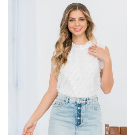 Amanda THML Ruffle Sleeve Fringe Top- SALE