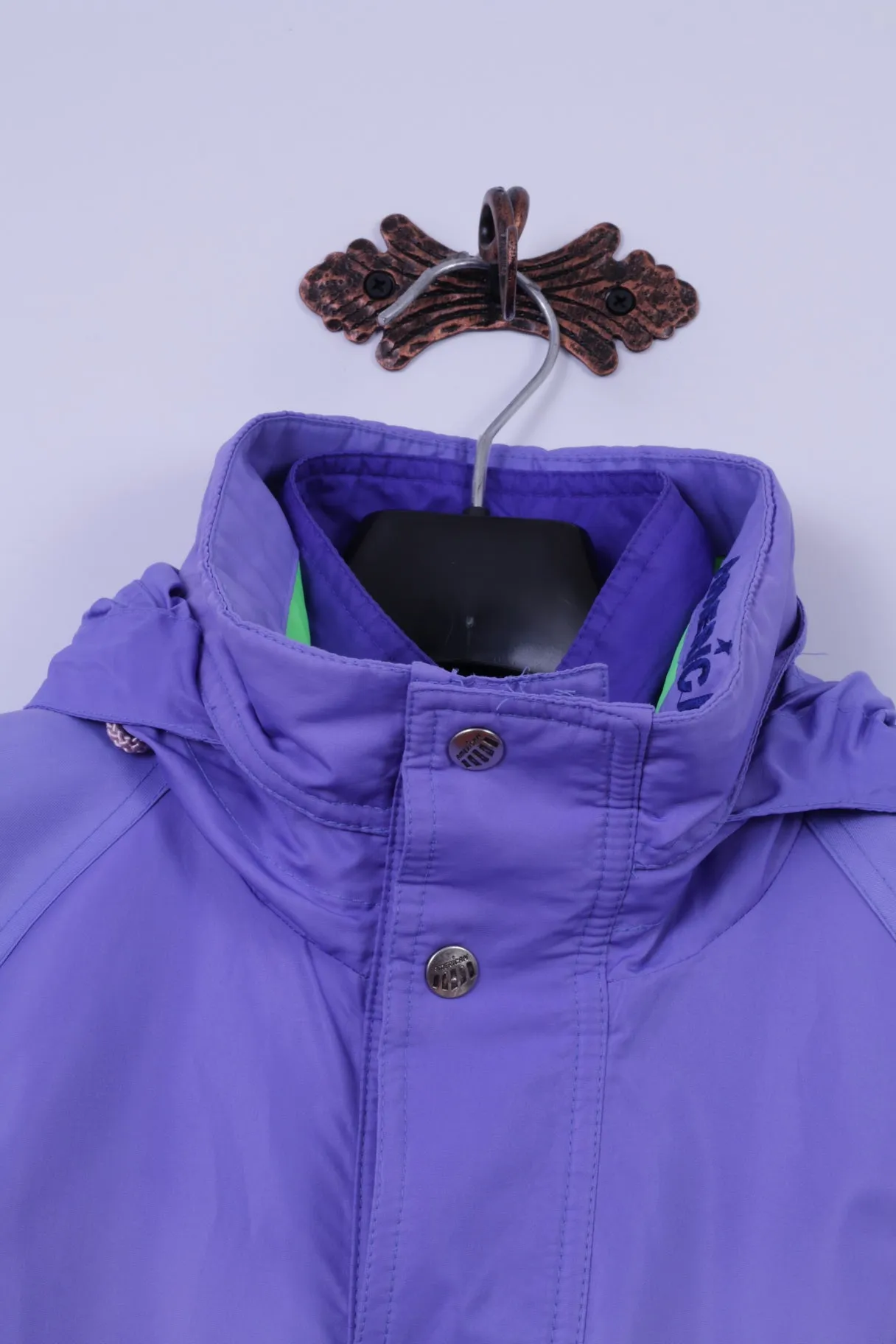 American Clothing Company Mens S Jacket Purple High Tech Full Zipper Hooded Retro Top