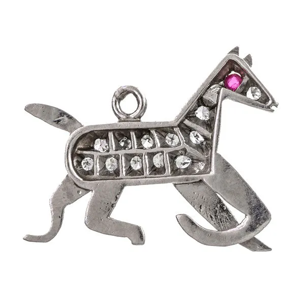 Antique Diamond & Ruby Dog Charm