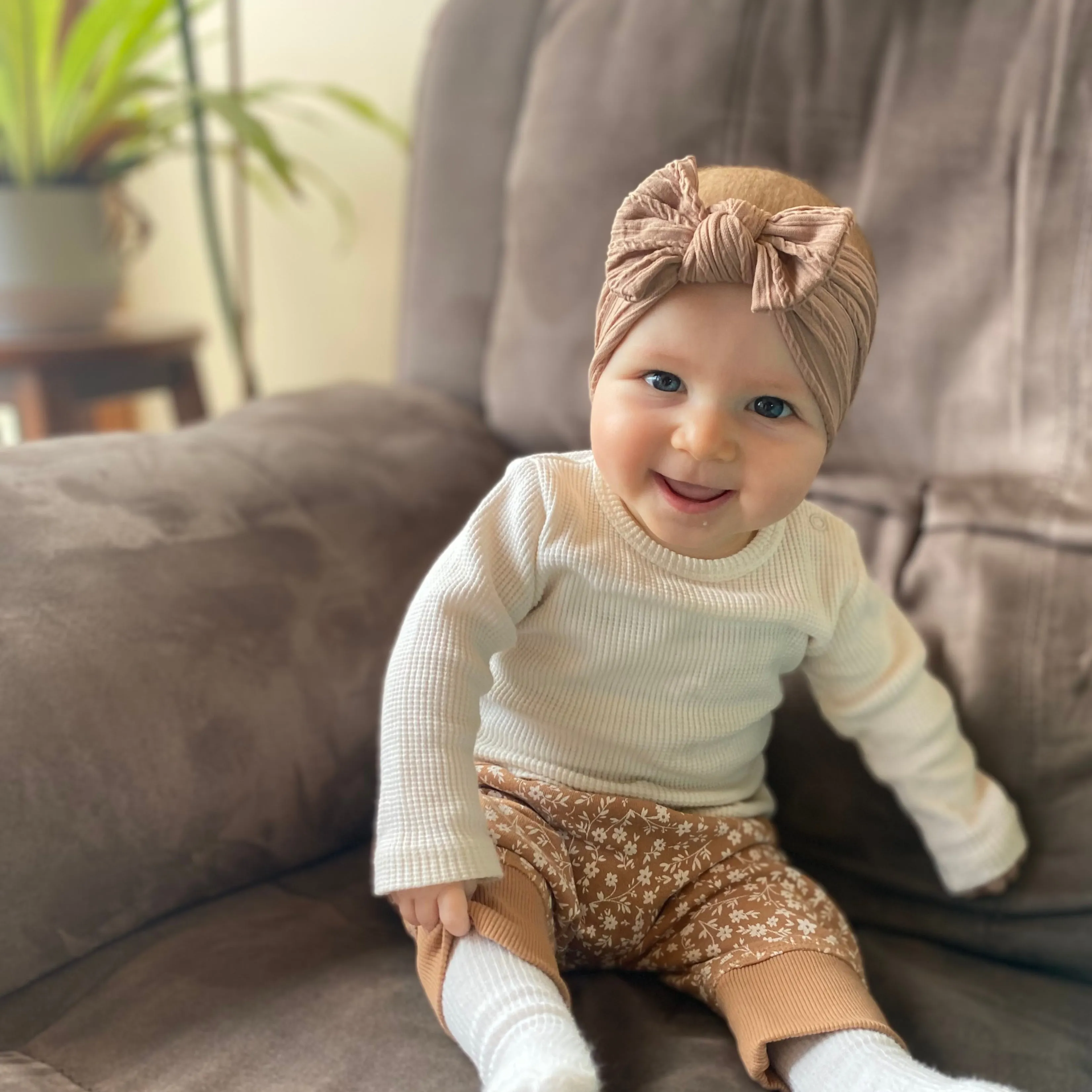 Baby Top Knot Single Bow Headband Forest Green