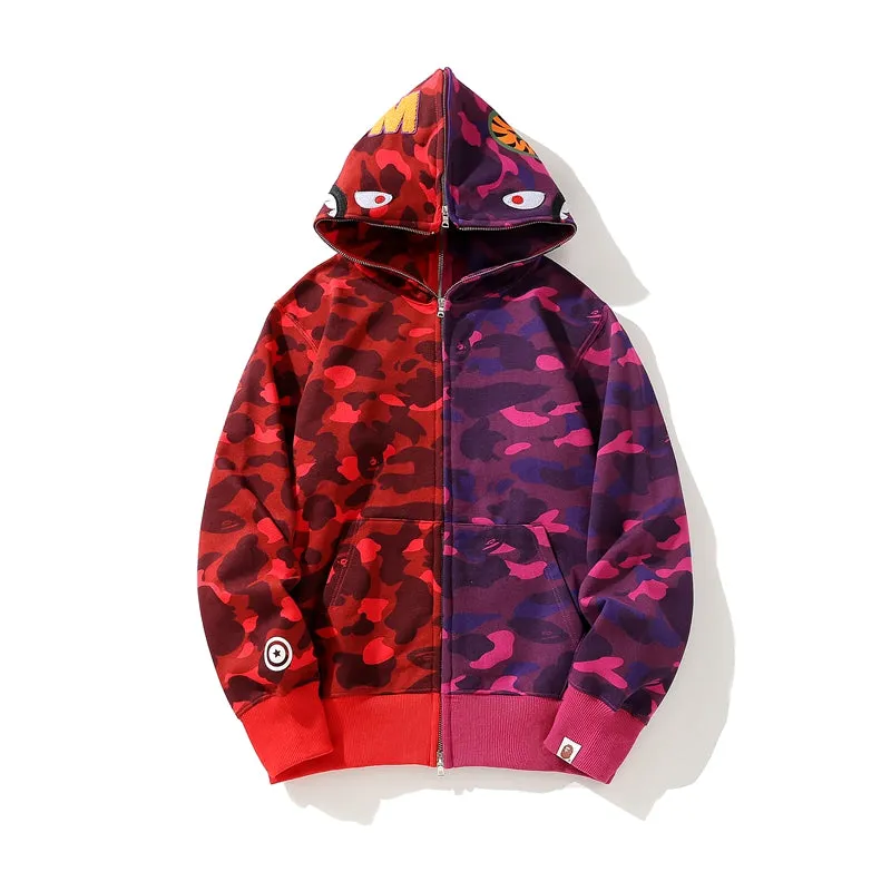 BAPE Color Camo Separate Shark Full Zip Hoodie Red/Purple