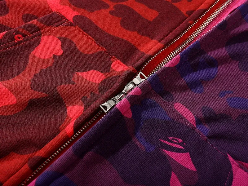 BAPE Color Camo Separate Shark Full Zip Hoodie Red/Purple