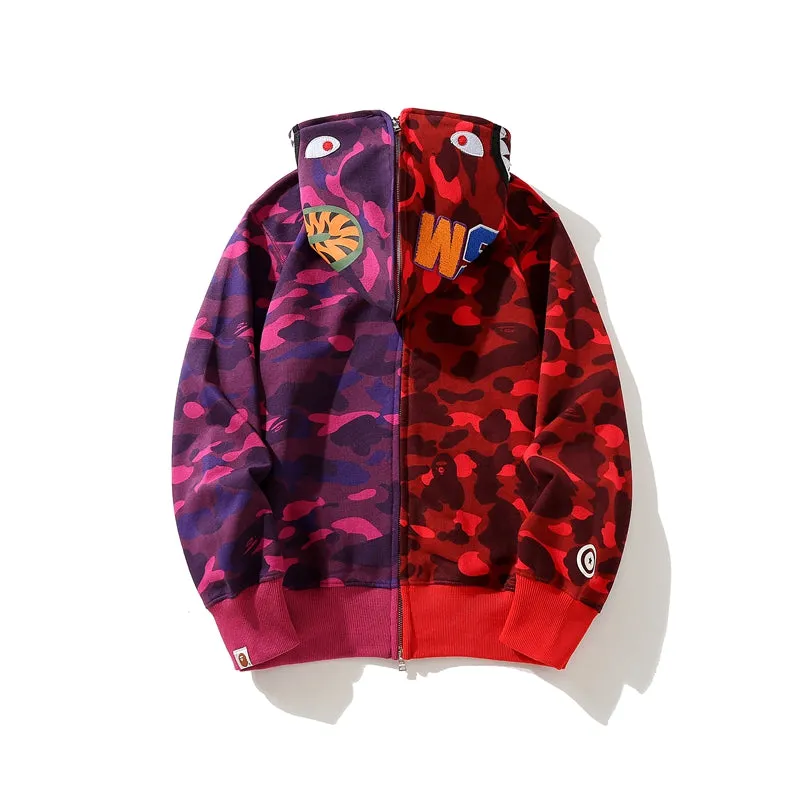 BAPE Color Camo Separate Shark Full Zip Hoodie Red/Purple