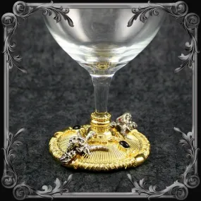 Baphomet Wine Glass - Gold-Plated with Black & Red Stones