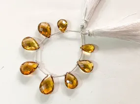 Beer Quartz Pear Shape Faceted Briolette Beads