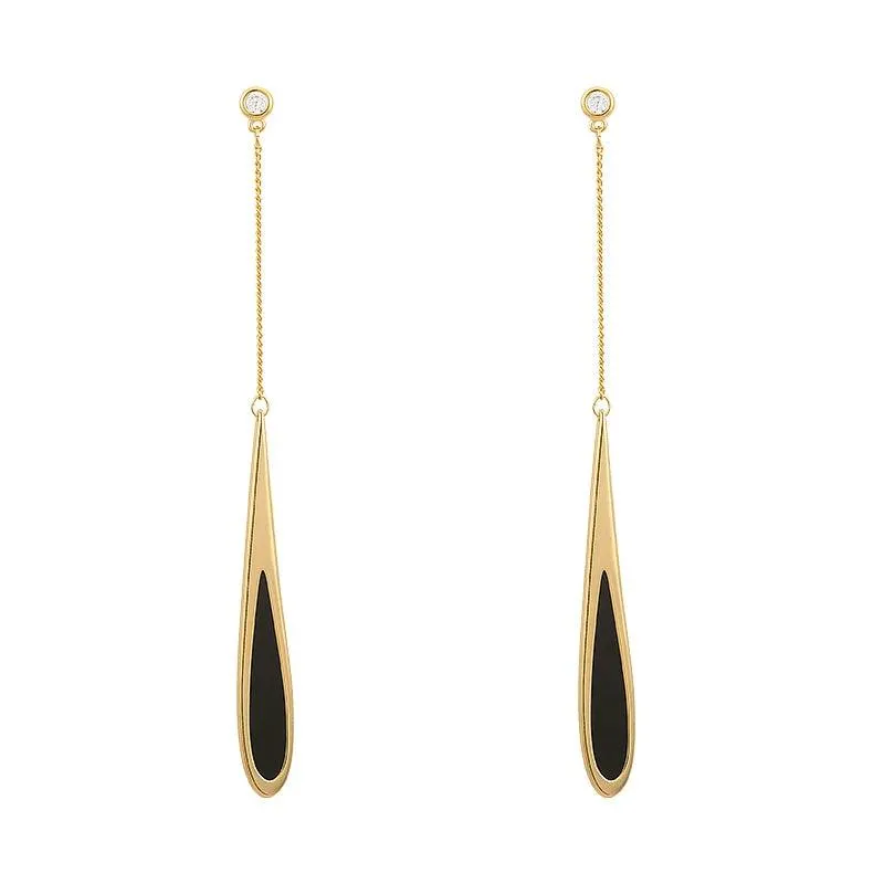 Black Drop Tassel Long Earrings Charm Jewelry - FV158