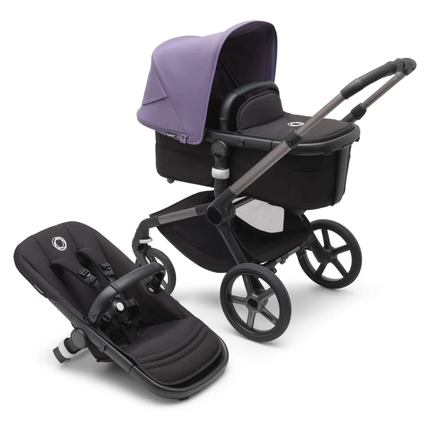 Bugaboo Fox 5, Pebble 360 PRO and Base Travel System - Graphite/Midnight Black/Astro Purple