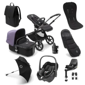 Bugaboo Fox 5, Pebble 360 Ultimate Travel System - Graphite/Midnight Black/Astro Purple