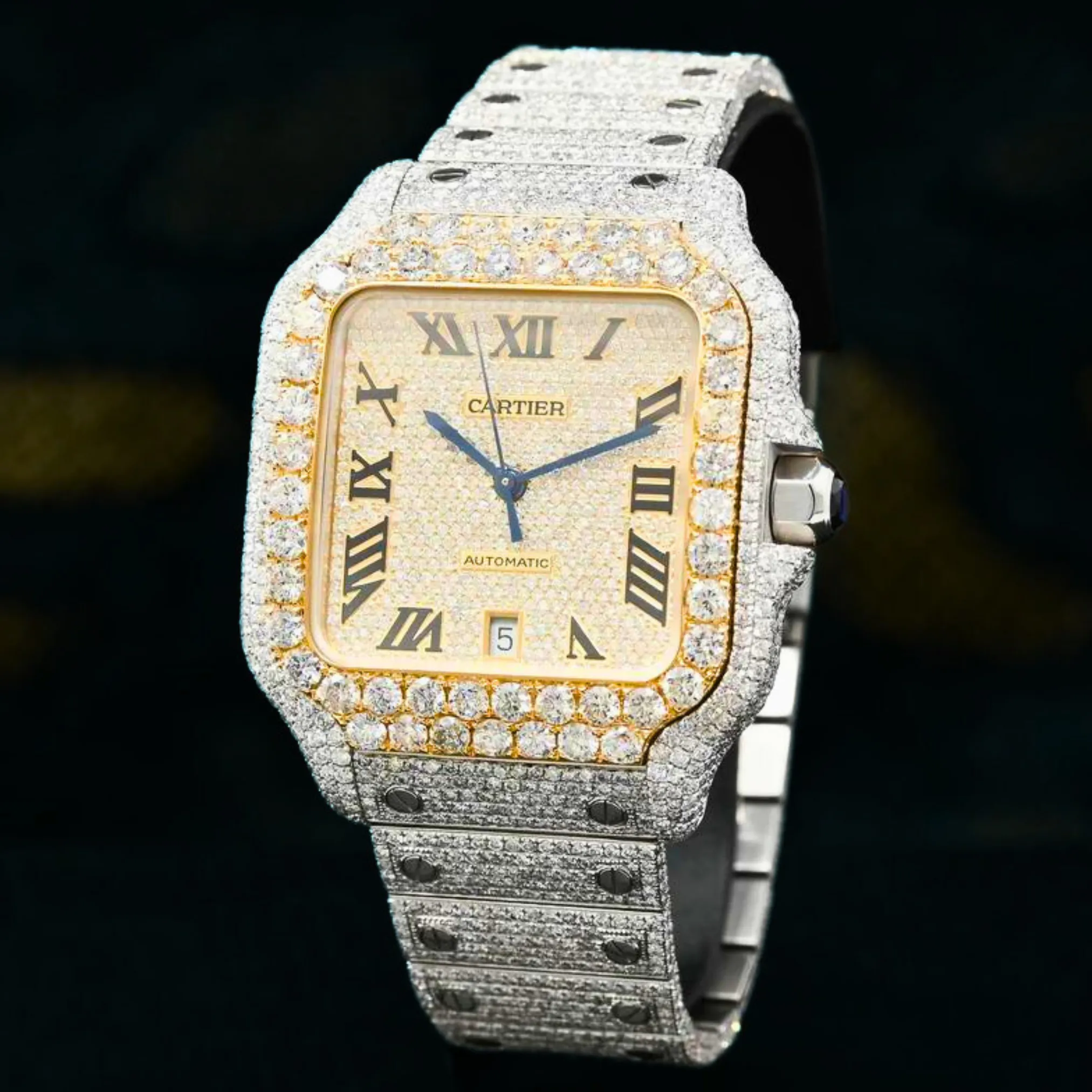 Cartier Santos Moissanite Diamond Watch | vvs moissanite watch