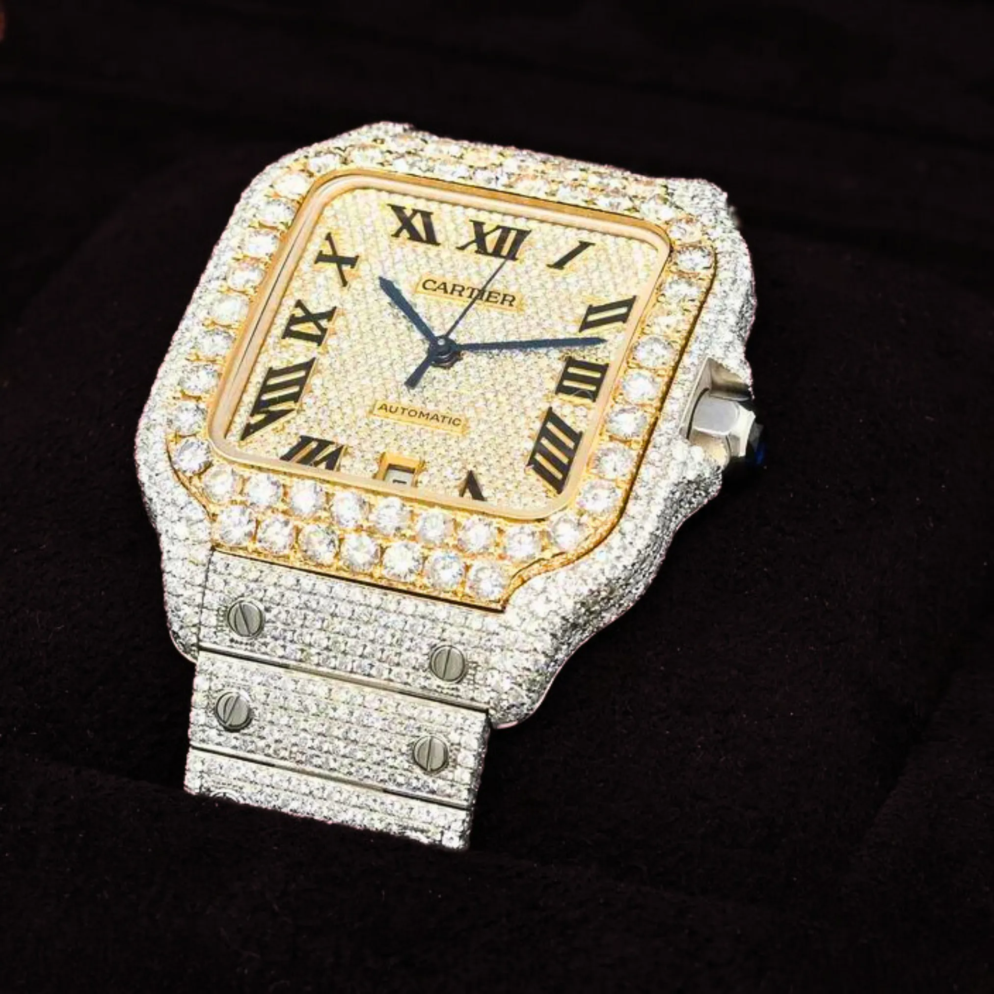 Cartier Santos Moissanite Diamond Watch | vvs moissanite watch