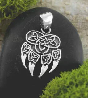 Celtic Bear Paw With Triquetra Knots Pendant