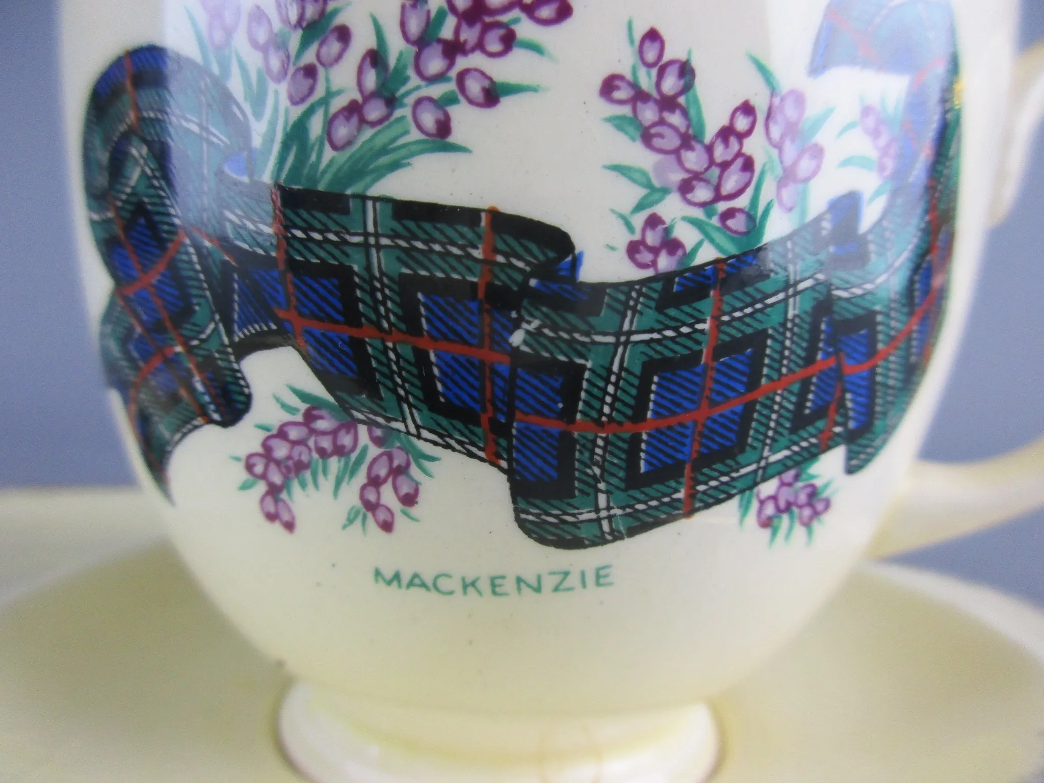 Crown Devon Tartan Cup And Saucer Vintage Mid Century c1950