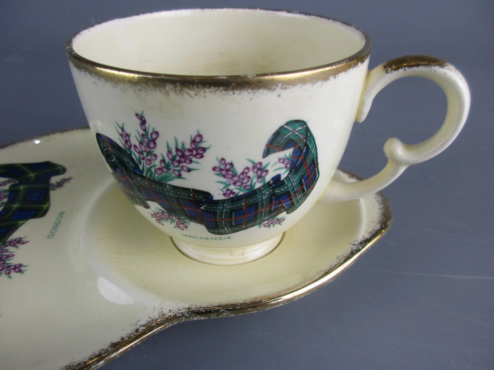 Crown Devon Tartan Cup And Saucer Vintage Mid Century c1950