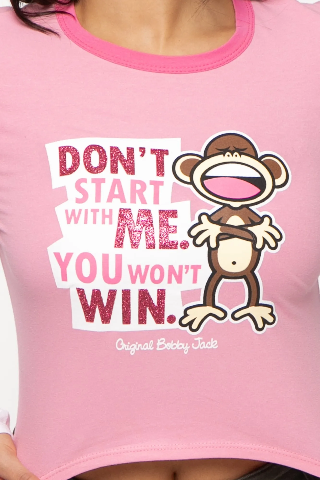 Don't Start - Bobby Jack Crop Glitter Twofer - Pink