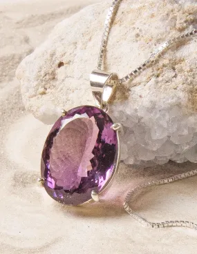 Faceted Oval Amethyst Gemstone Pendant