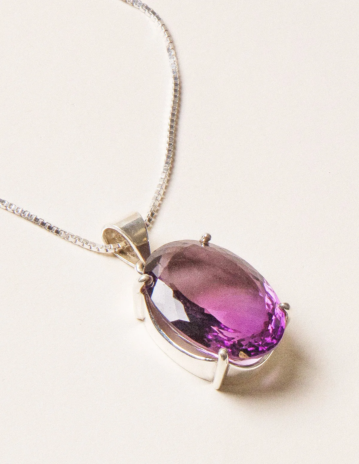 Faceted Oval Amethyst Gemstone Pendant