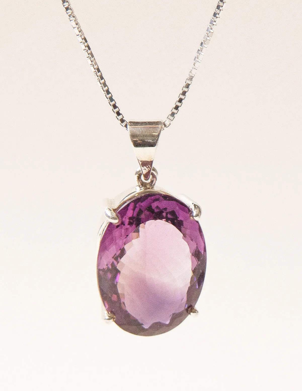 Faceted Oval Amethyst Gemstone Pendant