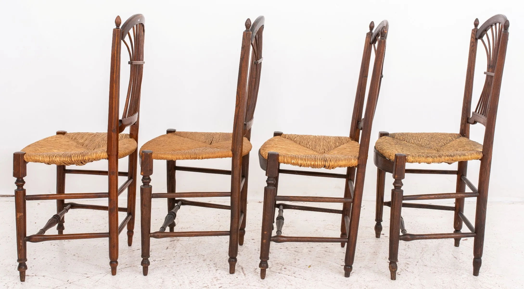 French Provincial Rush Seated Side Chairs, Set of 4