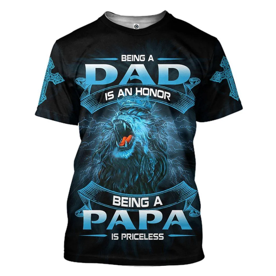 Gearhuman 3D Being A Papa Is Priceless Lion Fathers Day Gift Custom Tshirt Hoodie Apparel