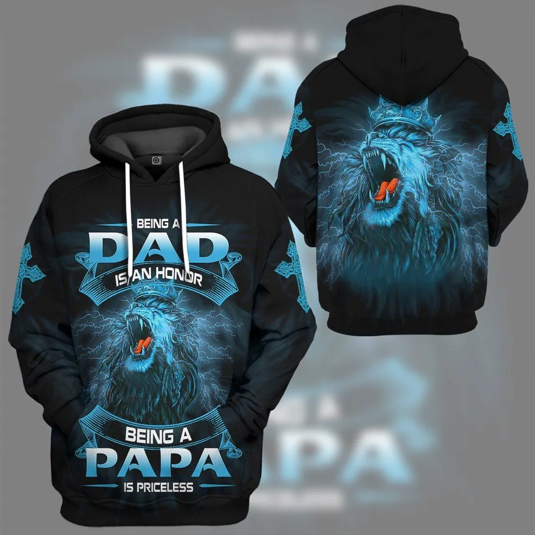 Gearhuman 3D Being A Papa Is Priceless Lion Fathers Day Gift Custom Tshirt Hoodie Apparel