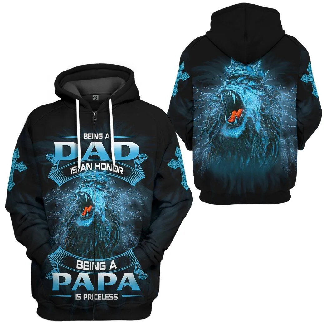 Gearhuman 3D Being A Papa Is Priceless Lion Fathers Day Gift Custom Tshirt Hoodie Apparel