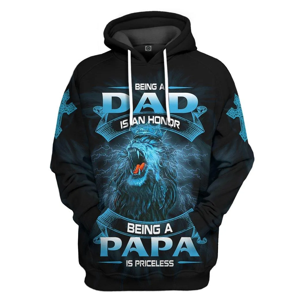 Gearhuman 3D Being A Papa Is Priceless Lion Fathers Day Gift Custom Tshirt Hoodie Apparel