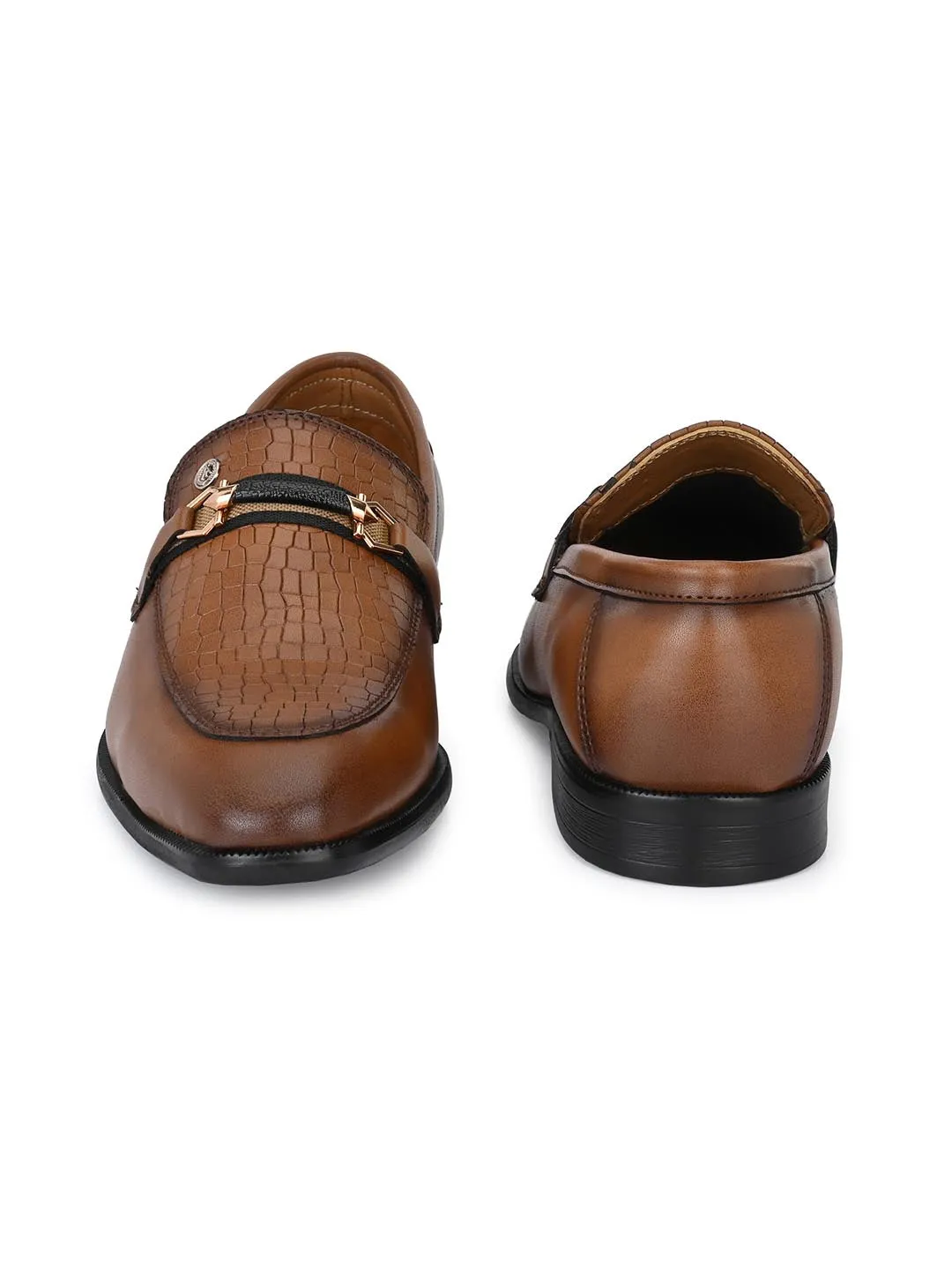 GENUINE LEATHER MEN'S CALABRIA TAN BUCKLE SLIP-ONS