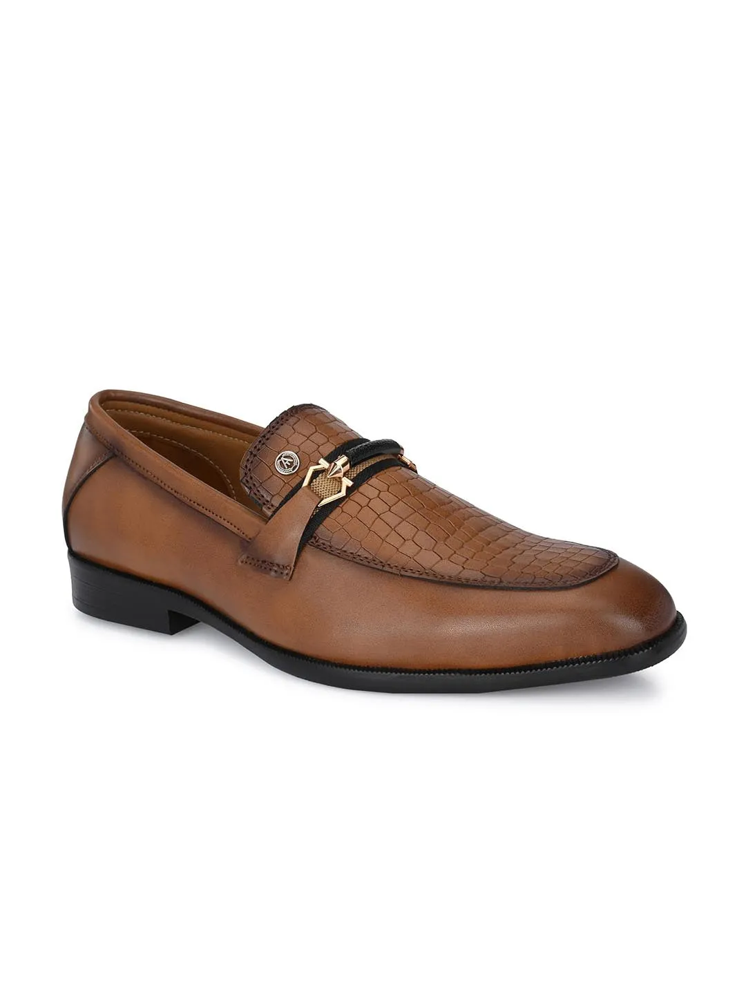 GENUINE LEATHER MEN'S CALABRIA TAN BUCKLE SLIP-ONS