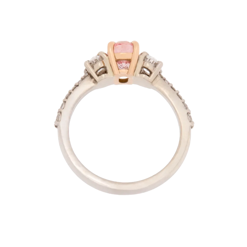 GIA Certified No Heat Padparadscha 3-Stone Ring