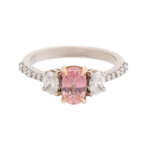 GIA Certified No Heat Padparadscha 3-Stone Ring