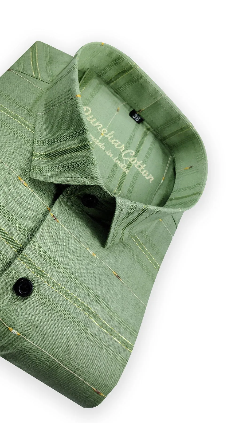 Green Color Pure Cotton Panelled Butta Stripes Shirts For Men's