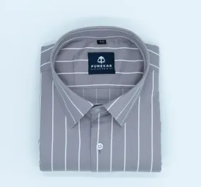 Grey Color Pure Cotton Lining Shirt For Men