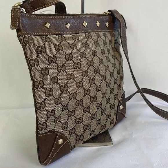 GucciVintageTan Logo Cross Body Bag