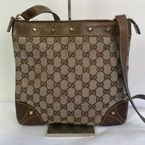 GucciVintageTan Logo Cross Body Bag