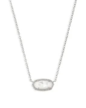 Kendra Scott Elisa Oval Pendant Necklace in Ivory Pearl and Rhodium