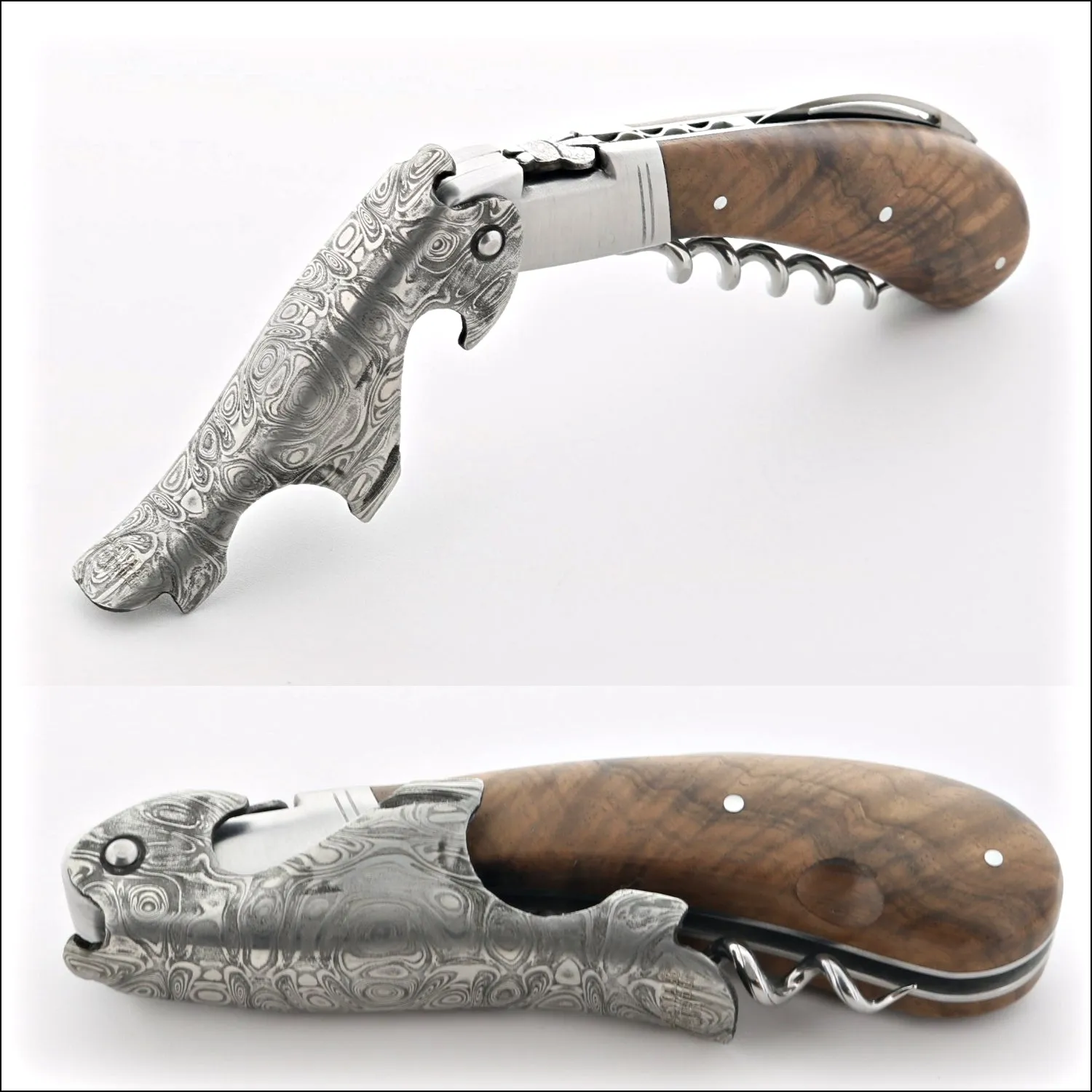 Laguiole Magnum Damascus Burled Walnut Corkscrew