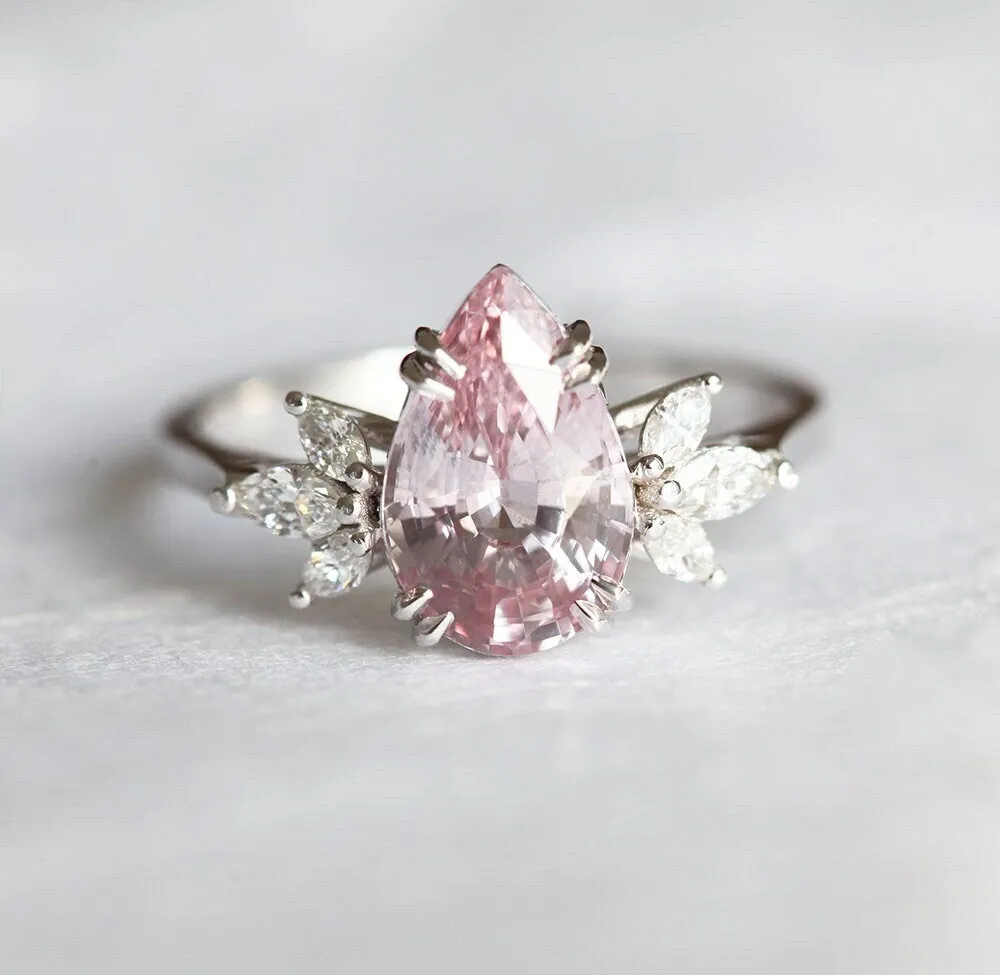 Leandra Peach Sapphire Engagement Ring