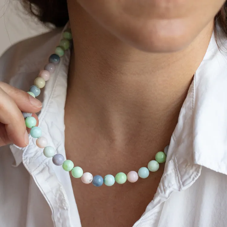 Limited Edition Mint Gumball Peruvian Candy Opal Beaded Necklace