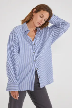 Mallory Pleat Sleeve Shirt - Salute Stripe