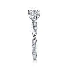 Mounting Only, 14K White Gold Round Twisted Diamond Engagement Ring